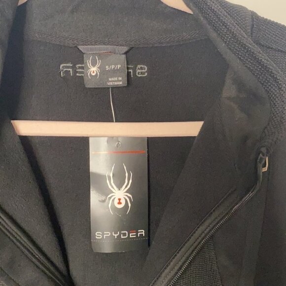 Spyder Jacket Full Zip Up All Black Sz Small NWT - Picture 5 of 6